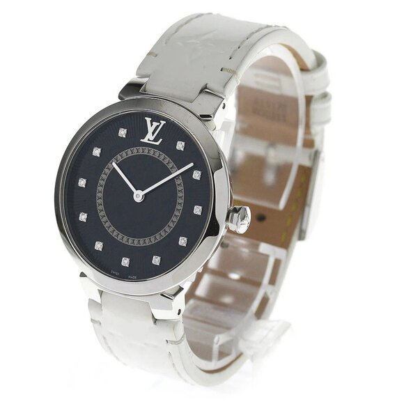 LOUIS VUITTON Tambour Slim MM QA144Z 11P diamond black Dial Quartz Ladies - Picture 1 of 13